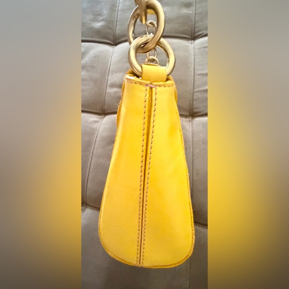 Furla Mustard Yellow Leather Flap Baguette Bag - Picture 5 of 8